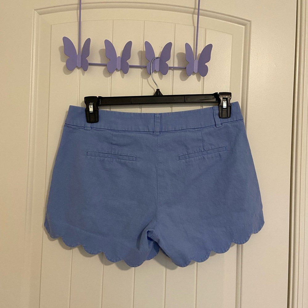 J Crew women’s pale blue scalloped linen blend short shorts lightweight casual 6 - Picture 4 of 8
